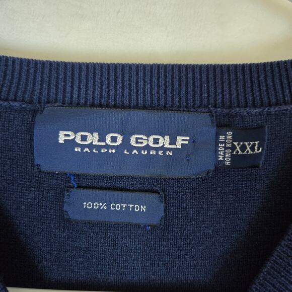 Polo Golf Ralph Lauren XXL Cotton Sweater Vest Mens Navy Golf Vest 0846 - Picture 5 of 8
